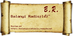Balanyi Radiszló névjegykártya